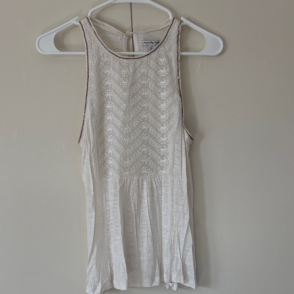American Eagle Outfitters Cream Lace Top - Small